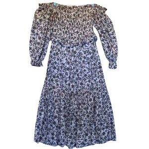 Patrons of peace Floral Off-Shoulder smocked Dress size medium